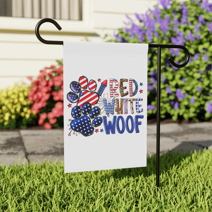 Red White and Woof WHITE Garden & House Banner - 2 sizes and styles