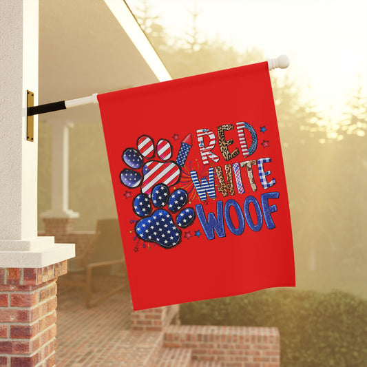 Red White and Woof RED Garden & House Banner, 2 sizes and styles
