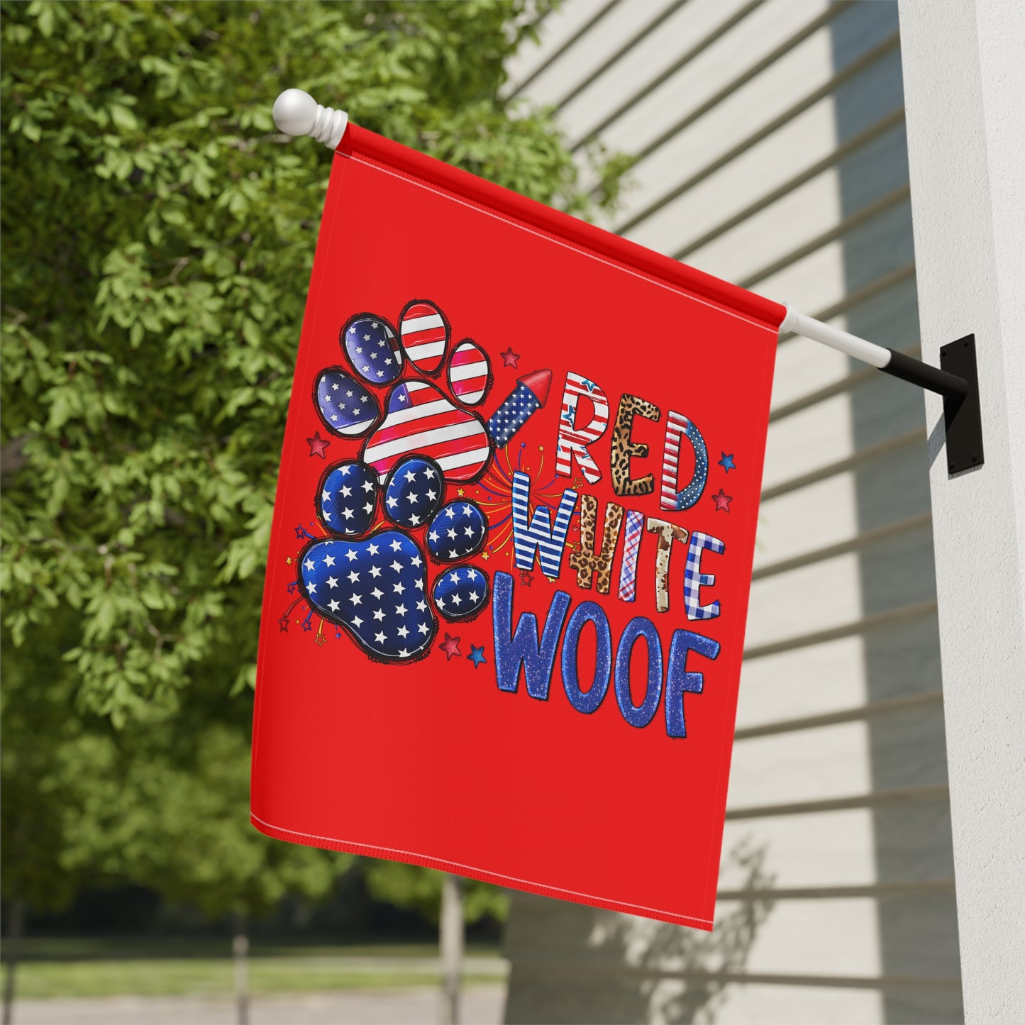 Red White and Woof RED Garden & House Banner, 2 sizes and styles