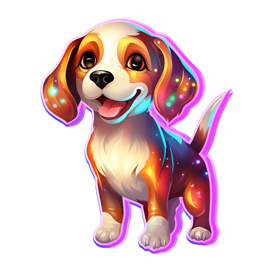 Beagle Puppy Dog Sticker: This adorable dog sticker depicts a beagle puppy with large, soulful eyes and a curious expression. It’s perfect for personalizing laptop covers or smartphone cases, adding a cute and heartwarming touch to your personal items.