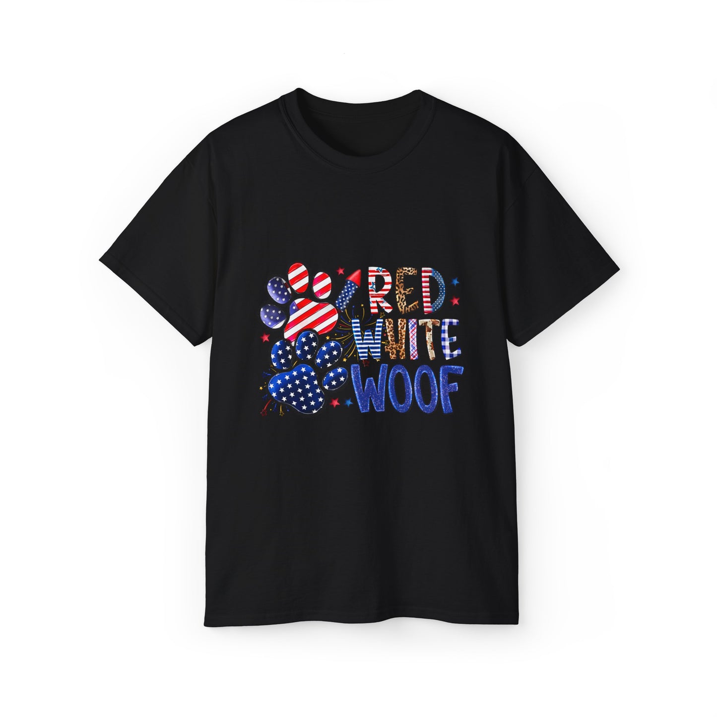 Red White and Woof, 7 Colors, 8 USA Sizes, Oversized Graphic Tee and Plus Size Graphic Tees