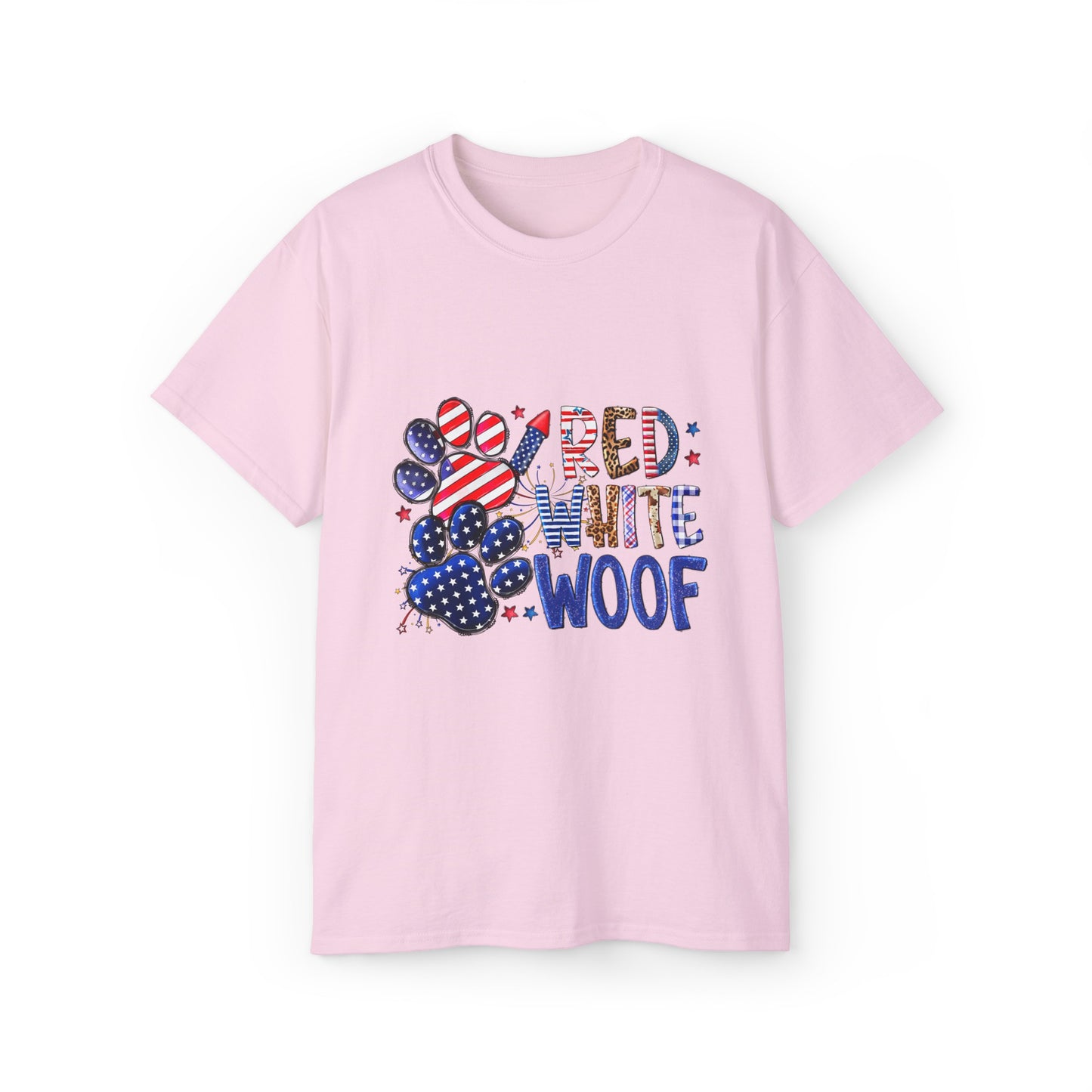 Red White and Woof, 7 Colors, 8 USA Sizes, Oversized Graphic Tee and Plus Size Graphic Tees